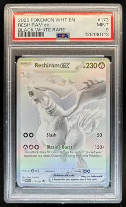 2025 Pokemon White Flare Reshiram ex Black and Rare #173/086 PSA 9 - Image 1