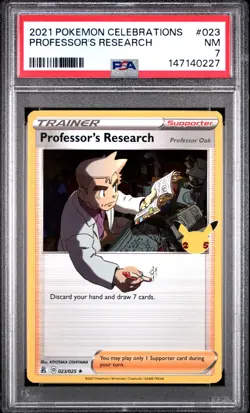 2021 POKEMON CELEBRATIONS #023 PROFESSOR'S RESEARCH PSA 7 - Image 1