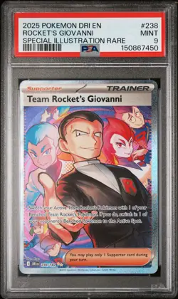 2025 POKEMON DRI SPECIAL ILLUSTRATION RARE #238 TEAM ROCKET'S GIOVANNI PSA 9 - Image 1
