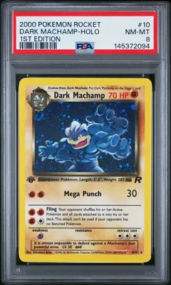 2000 POKEMON ROCKET 1ST EDITION #10 DARK MACHAMP-HOLO PSA 8 - Image 1
