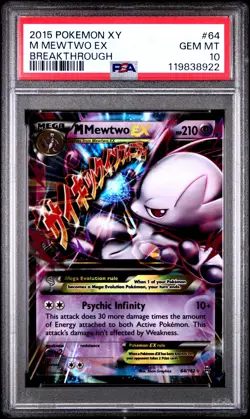 2015 POKEMON XY BREAKTHROUGH #64 M MEWTWO EX PSA 10 - Image 1
