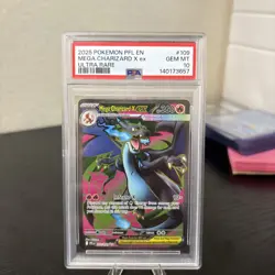 2025 POKEMON PFL EN PHANTASMAL FLAMES #109 MEGA CHARIZARD X EX ULTRA RARE PSA 10 - Image 1