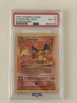 1999 Pokemon Game Charizard Shadowless Holo PSA 4 - Image 1