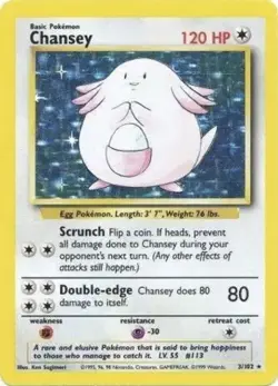 Pokemon Chansey 003/102 Base Set Holo Vintage NM WOTC - Image 1