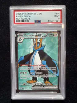 2025 POKEMON PFL EN-PHANTASMAL FLAMES #114 PSA 9 EMPOLEON EX ULTRA RARE - Image 1