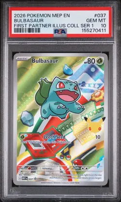 2026 POKEMON FIRST PARTNER ILLUSTRATION COLLECTION SERIES 1 BULBASAUR 037 PSA 10 - Image 1