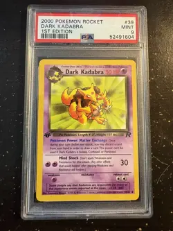 2000 Pokemon Team Rocket Dark Kadabra 1st Edition PSA 9 Mint #39 - Image 1