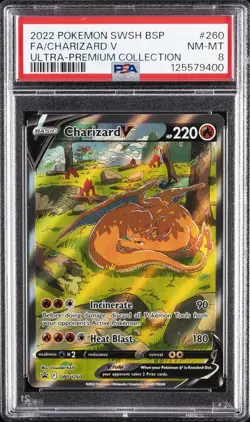 2022 POKEMON SWSH BLACK STAR PROMO #260 FULL ART/CHARIZARD V PSA 8 - Image 1