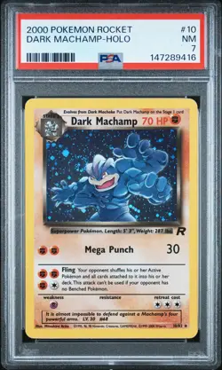 2000 POKEMON ROCKET #10 DARK MACHAMP-HOLO PSA 7 - Image 1