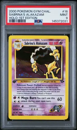 2000 POKEMON GYM CHALLENGE HOLO-1ST EDITION #16 SABRINA'S ALAKAZAM PSA 9 - Image 1