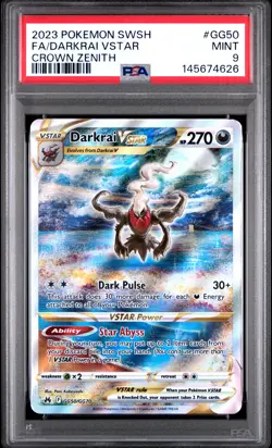 2023 POKEMON SWORD & SHIELD CROWN ZENITH #GG50 FULL ART/DARKRAI VSTAR PSA 9 - Image 1