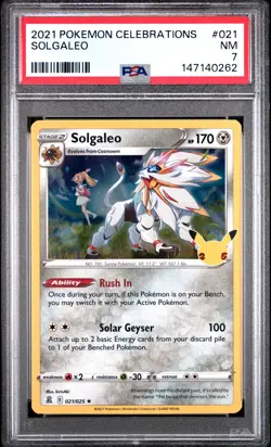 2021 POKEMON CELEBRATIONS #021 SOLGALEO PSA 7 - Image 1