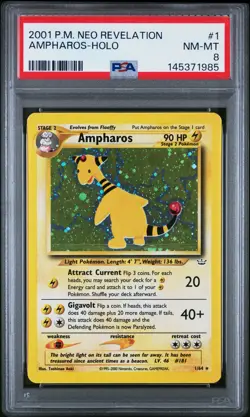 2001 POKEMON NEO REVELATION #1 AMPHAROS-HOLO PSA 8 - Image 1