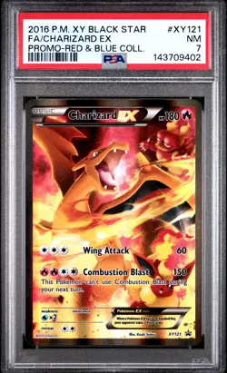 2016 POKEMON XY PROMO RED & BLUE COLLECTION FULL ART/CHARIZARD EX PSA 7 - Image 1