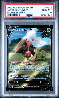 2022 POKEMON SWORD & SHIELD SILVER TEMPEST #TG12 FULL ART/KRICKETUNE V PSA 10 - Image 1