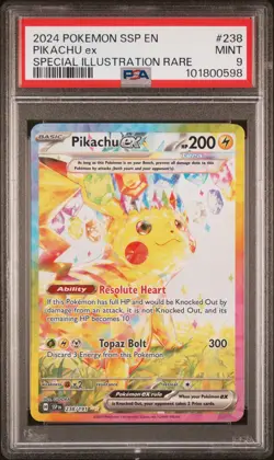 2024 POKEMON SSP EN-SURGING SPARKS SPECIAL ILLUSTRATION RARE PIKACHU EX PSA 9 - Image 1