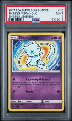 2017 POKEMON SUN & MOON SHINING LEGENDS #40 SHINING MEW-HOLO PSA 9 - Image 1