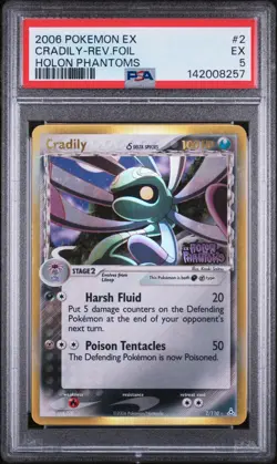2006 POKEMON EX HOLON PHANTOMS #2 CRADILY-REVERSE FOIL PSA 5 - Image 1