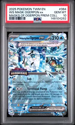 2025 POKEMON TWM EN-TWILIGHT MASQUERADE #064 WELLSPRING MASK OGERPON EX PSA 10 - Image 1