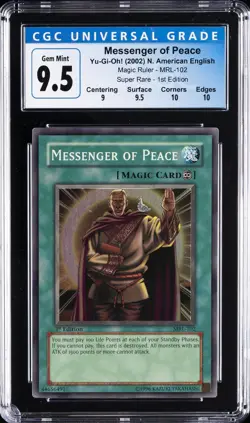 2002 YU-GI-OH! ENGLISH SUPER RARE 1ST EDITION MESSENGER OF PEACE CGC 9.5 - Image 1