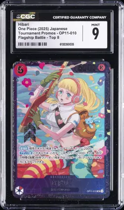 2025 ONE PIECE JAPANESE TOURNAMENT PROMOS FLAGSHIP BATTLE TOP 8 HIBARI CGC 9 - Image 1
