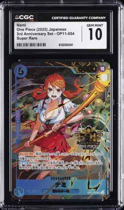 2025 ONE PIECE JAPANESE 3RD ANNIVERSARY SET SUPER RARE #OP11-054 NAMI CGC 10 - Image 1