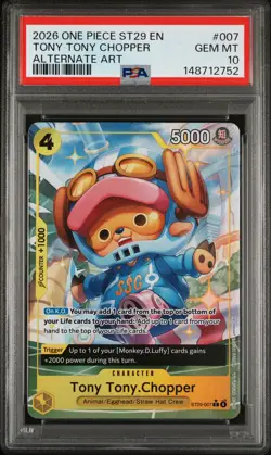 2026 ONE PIECE STARTER DECK ST29-EGGHEAD ALTERNATE ART TONY TONY CHOPPER PSA 10 - Image 1