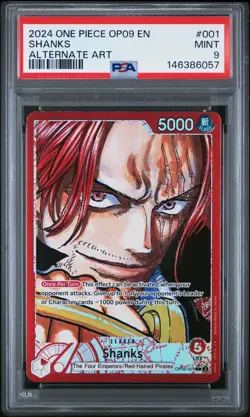 2024 ONE PIECE OP09-EMPERORS IN THE NEW WORLD ALTERNATE ART #001 SHANKS PSA 9 - Image 1