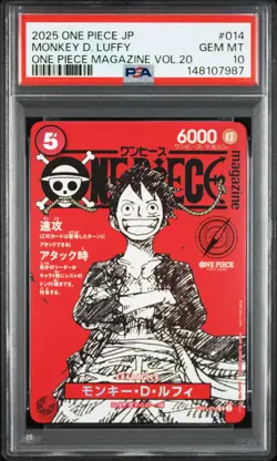 2025 ONE PIECE JAPANESE PROMOS MAGAZINE VOL.20 #014 MONKEY D. LUFFY PSA 10 - Image 1