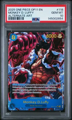 2025 ONE PIECE OP11-A FIST OF DIVINE SPEED ALTERNATE ART MONKEY D. LUFFY PSA 10 - Image 1