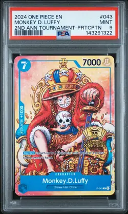 2024 ONE PIECE PROMOS 2ND ANV TOURNAMENT-PARTICIPATION MONKEY D. LUFFY PSA 9 - Image 1