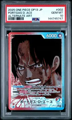 2025 ONE PIECE JAPANESE OP13-CARRYING ON HIS WILL ALT ART PORTGAS D. ACE PSA 10 - Image 1