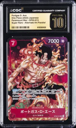 2022 ONE PIECE JAPANESE PARAMOUNT WAR ALT ART PORTGAS D. ACE CGC 10 PRISTINE - Image 1