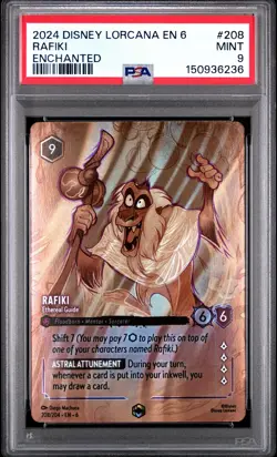 2024 DISNEY LORCANA EN 6-AZURITE SEA ENCHANTED RAFIKI - ETHEREAL GUIDE PSA 9 - Image 1