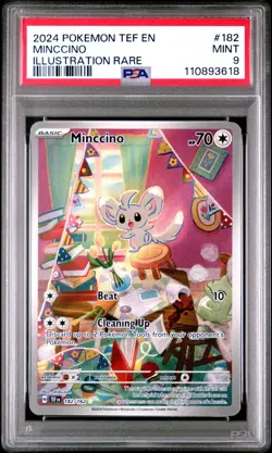 Pokemon TCG Minccino 182/162 Temporal Forces Illustration Rare Card - PSA 9 MINT - Image 1