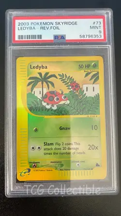 PSA 9 MINT Ledyba REVERSE HOLO 73 2003 Skyridge WOTC Pokemon Card - Image 1