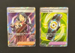 Drasna & Counter Gain - Pokemon - 2 Card Lot (Full Art Ultra Rare Trainer Holo) - Image 1
