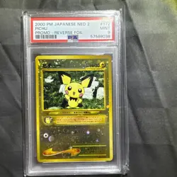 Pokemon Card Pichu No. 172 Reverse Holo Neo 2 Promo PSA 9 MINT - Image 1
