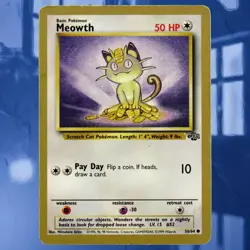 1999 Fruit Roll-Ups Meowth (Gold Bordered) #56/64 Jungle Pokemon Promo Card MP ¹ - Image 1