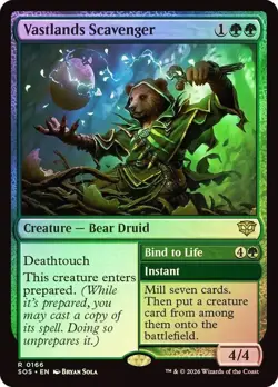 MTG Secrets of Strixhaven Vastlands Scavenger / Bind to Life Foil 0166 - Image 1