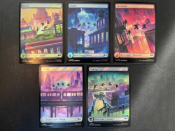 MTG- Teenage Mutant Ninja Turtles Set of 5 Surge FOIL Basic Lands - Image 1