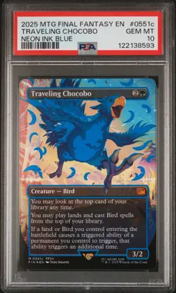 2025 MTG FINAL FANTASY COLORFUL CHOCOBOS-NEON INK BLUE TRAVELING CHOCOBO PSA 10 - Image 1
