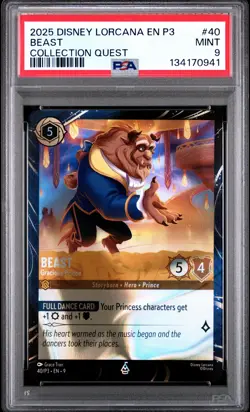 2025 DISNEY LORCANA EN P3-PROMO COLLECTION QUEST #40 BEAST GRACIOUS PRINCE PSA 9 - Image 1