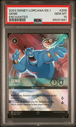 2023 DISNEY LORCANA EN 1-THE FIRST CHAPTER ENCHANTED GENIE - ON THE JOB PSA 10 - Image 1