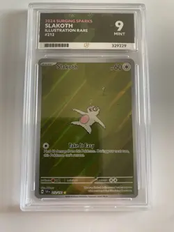 Pokemon TCG Slakoth 212/191 Surging Sparks Illustration Rare Grade ACE Mint 9 - Image 1