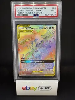 Pokemon Cards PSA 9 Mint Moltres Zapdos Articuno Gx Hidden Fates FA Secret 69/68 - Image 1
