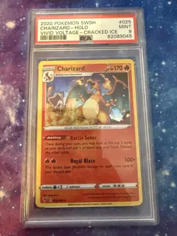 Pokemon Vivid Voltage Charizard Cracked Ice Holo Card PSA 9 Mint 025/185 - Image 1