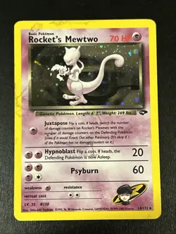 Rockets Mewtwo Holo DAMAGED+ALTERED Pokemon Card 14/132 - Image 1