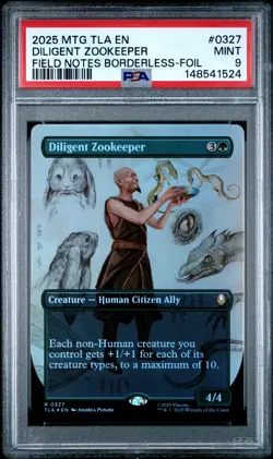2025 MTG AVATAR: THE LAST AIRBENDER BORDERLESS-FOIL DILIGENT ZOOKEEPER PSA 9 - Image 1