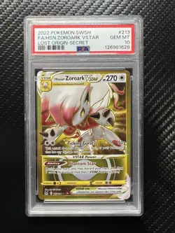 Pokemon SWSH Lost Origin Hisuian Zoroark VStar Gold Secret Rare 213/196 PSA 10 - Image 1